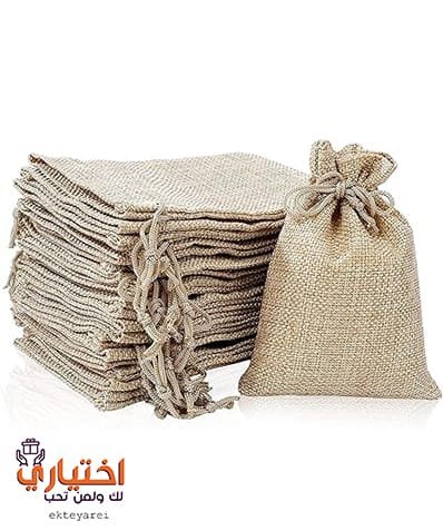 اكياس خيش الكتان الطبيعي 5.5 × 7.75 مع رباط (بني، متوسط) لهدايا الحفلات او الهدايا او هدايا او الحرف اليدوية - الصورة 4