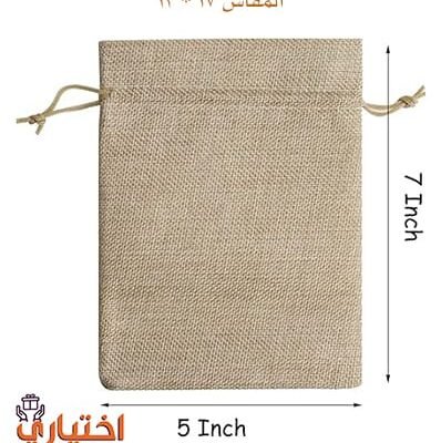 اكياس خيش الكتان الطبيعي 5.5 × 7.75 مع رباط (بني، متوسط) لهدايا الحفلات او الهدايا او هدايا او الحرف اليدوية